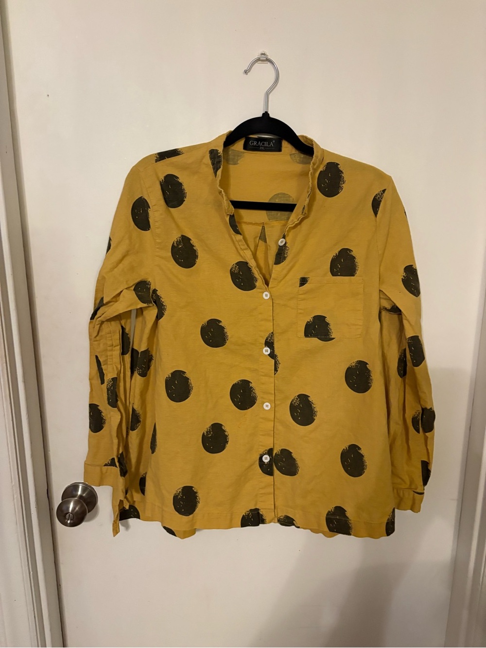 Gracila Mustard Button-Up Shirt with Black Label
